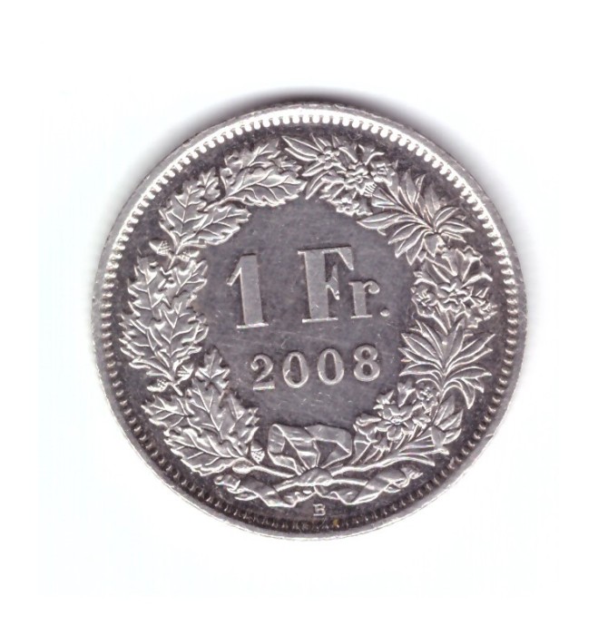 Moneda Elvetia 1 franc 2008, stare foarte buna, curata