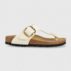 Birkenstock slapi Gizeh femei, culoarea bej, cu toc plat, 1025503