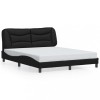 VidaXL Cadru de pat cu tăblie, negru, 160x200 cm, piele ecologică
