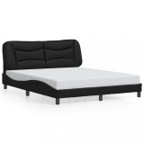 VidaXL Cadru de pat cu tăblie, negru, 160x200 cm, piele ecologică