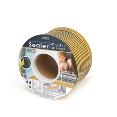 Banda adeziva pentru ferestre/usi Delight, 40 m x 14 mm, cauciuc, profil D, Negru