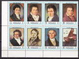 Ajman 1972 muzica Beethoven MI 1336-1343 MNH, Nestampilat