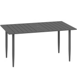 Outsunny Masă de Grădină Dreptunghiulară 150x90x73 cm, Masă de Dining pentru 6 Persoane cu Design cu Lamele și Gaură pentru Umbrelă din Oțel, Pentru T