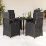 vidaXL Set mobilier de grădină cu perne, 5 piese, negru, poliratan 3212311