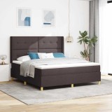 vidaXL Pat cu arcuri cu saltea cu headboard Maro 140 x 200 cm țesătură 3343710
