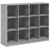 Biblioteca cu usi gri sonoma 136x37x109 cm lemn compozit