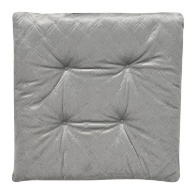Perna Scaun, Velvet, Model Reliefat, Alb-Gri, 40x40cm, Poliester foto