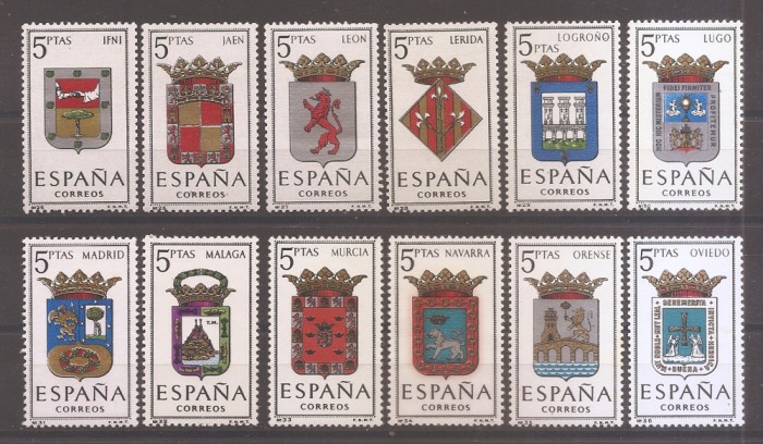 Spania 1964 - Stemele provinciilor spaniole, set complet, MNH