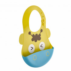 Baveta babyjem din silicon soft baby bib (culoare: galben)