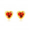 Cercei din aur galben de 14K - zircon inimă roșie, montură netedă