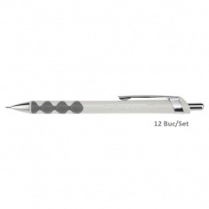 Set de 12 Creioane Mecanice DACO Eminent, Mina de 0.7 mm, Corp din Plastic Alb, Creion Mecanic, Set Creioane Mecanice, Creion Mecanic cu Mina, Creioan