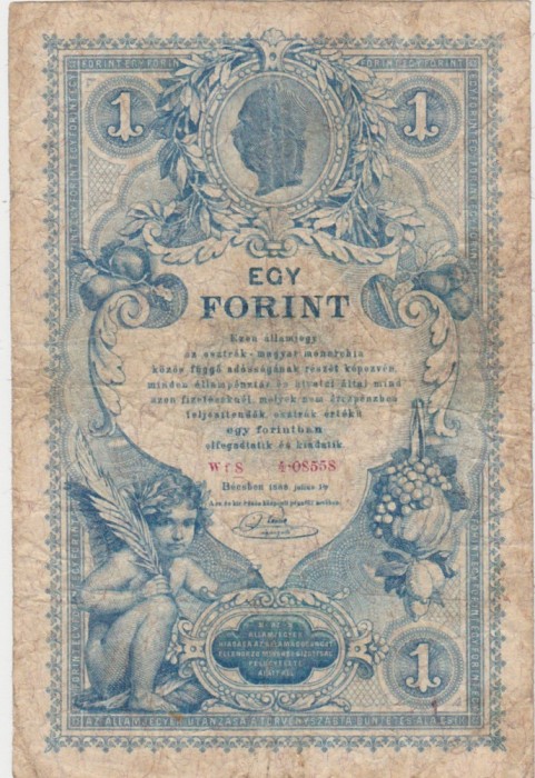 AUSTRIA 1 GULDEN 1888 F