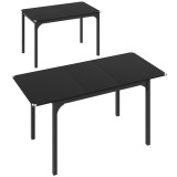 HOMCOM Masă de Grădină Extensibilă pentru 4-6 Persoane cu Picioare din Oțel, 160x70x75 cm, Negru | Aosom Romania