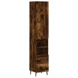 Dulap inalt, stejar fumuriu, 34,5x34x180 cm, lemn prelucrat