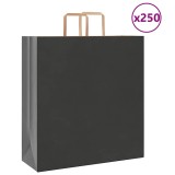 vidaXL Pungi de h&acirc;rtie 250 buc cu m&acirc;nere negre 45x17x48 cm 4101877