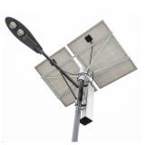 PNI SL802 street lighting pole with two 2 x 80W photovoltaic panels, 2 x 30W LED projector, 60Ah battery and mounting pole 6 meters long