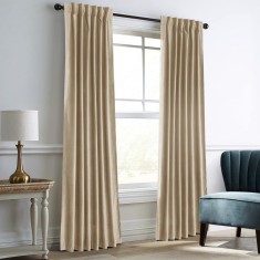 Draperie din catifea cu rejansa transparenta cu ate pentru galerie, Madison, 150x270 cm, densitate 700 g/ml, Linen Cream, 1 buc