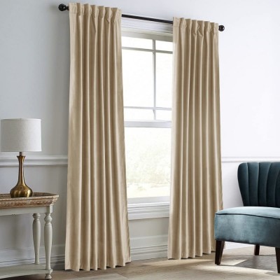 Draperie din catifea cu rejansa transparenta cu ate pentru galerie, Madison, 200x240 cm, densitate 700 g/ml, Linen Cream, 1 buc foto