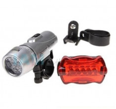 Lanterna far + stop licurici 5 led Bright trotineta bicicleta foto