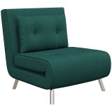 HOMCOM Fotoliu recliner cu funcție de pat, butoane decorative, aspect de p&acirc;nză, 77 cm x 88 cm x 83 cm, Verde | Aosom Romania