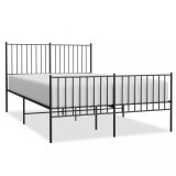 Cumpara ieftin Cadru pat metalic cu tablie de cap/picioare, negru, 140x190 cm
