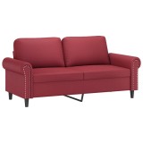 Cumpara ieftin Canapea cu 2 locuri, rosu vin, 140 cm, piele ecologica