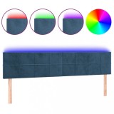 Cumpara ieftin Tablie de pat cu LED, albastru inchis, 180x5x78/88 cm, catifea