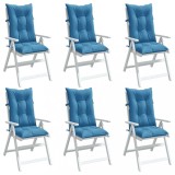 vidaXL Perne scaun spătar &icirc;nalt 6buc melanj albastru 120x50x7cm textil 4002360