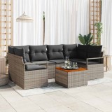 VidaXL Set canapea de grădină 7 pcs Gri Mari Ratan, Cadru metalic