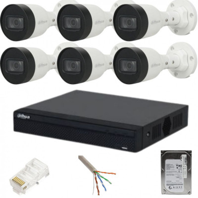 Sistem supraveghere Dahua 6 camere exterior, IP, 2MP, IR 30M, PoE, Bullet, NVR 8 canale, PoE SafetyGuard Surveillance foto