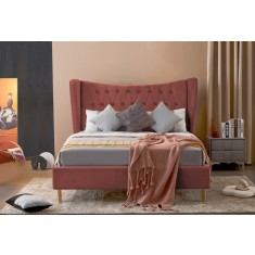 Pat Lora 160x200 cm Tapitat Catifea Roz Somiera Inclusa (cod ML 2302-08)