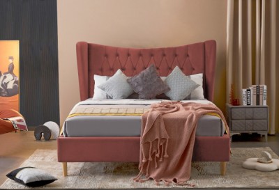 Pat Lora 160x200 cm Tapitat Catifea Roz Somiera Inclusa (cod ML 2302-08) foto
