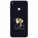 Husa silicon pentru Xiaomi Mi A1, ET Riding Bike Funny Illustration