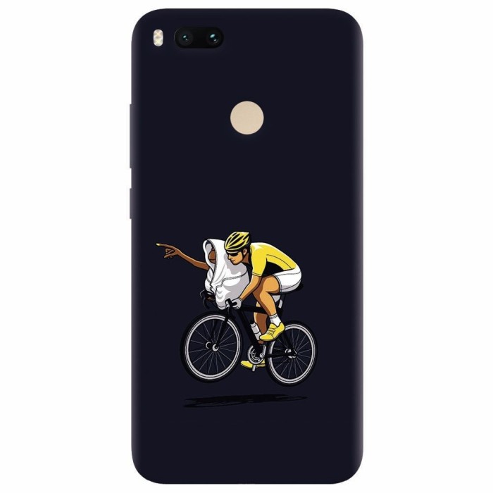 Husa silicon pentru Xiaomi Mi A1, ET Riding Bike Funny Illustration
