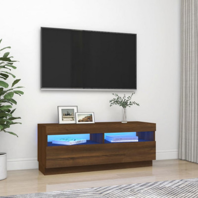 Comoda TV cu lumini LED, stejar maro, 100x35x40 cm GartenMobel Dekor foto