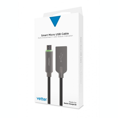 Cabluri si Adaptoare Vetter Smart Micro USB Cable, Auto Disconnect, Led Status Indicator, Black foto