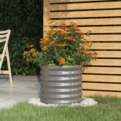 vidaXL Jardinieră grădină gri 40x40x36 cm oțel vopsit electrostatic foto