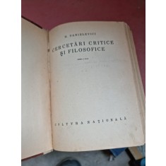 CERCETARI CRITICE SI FILOSOFICE , H. SANIELEVICI