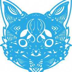 Sticker decorativ, Mandala, Pisica, Albastru, 60 cm, 7425ST-1