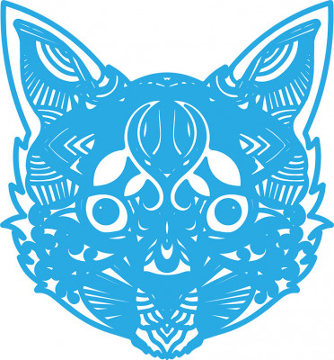 Sticker decorativ, Mandala, Pisica, Albastru, 60 cm, 7425ST-1 foto
