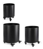 Cumpara ieftin Set 3 suporturi ghivece flori otel negru Haik &Oslash;25x32h; &oslash;30x37h; &oslash;35x42h