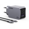 Incarcator Retea Cu Cablu USB-C UGREEN X755 Nexode Pro, 65W, 3A, 1 x USB-A - 2 x USB-C, Gri