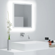Oglinda de baie cu LED, alb extralucios, 40x8,5x37 cm, acril GartenMobel Dekor