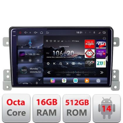 Navigatie Suzuki Grand Vitara Old 2005-2014 Edotec Kit-053 8 core QLED 2K 16+512 360 Android Waze USB Navigatie Internet Youtube Radio CarStore Techno