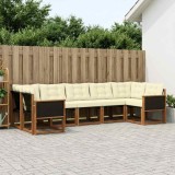 vidaXL Set de canapele de exterior cu pernă 7 pcs Natural și Crem 3382182