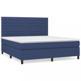 Cumpara ieftin Pat box spring cu saltea, albastru, 180x200 cm, material textil