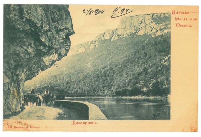 5131 - ORSOVA, Danube Kazan, carriage, Litho - old postcard - unused - 1904