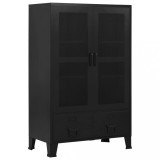Cumpara ieftin Dulap birou cu uși de plasă negru 75x40x120 cm oțel industrial