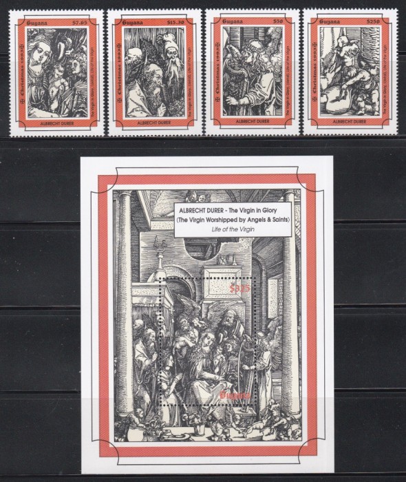 Guyana 1993 - Picturi de Albrecht D&uuml;rer, Serie + Colita, MNH