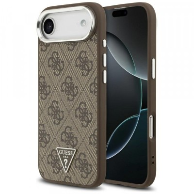 Husa MagSafe pentru Apple iPhone 17 Air, Guess, 4G Triangle Logo, Maro Argintie foto